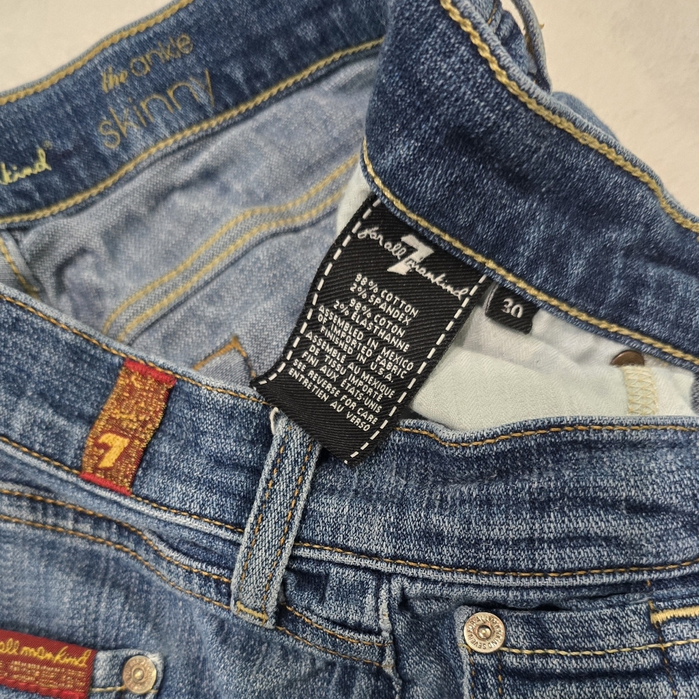 Women's 7 For All Mankind Jeans The Ankle Skinny Denim Relaxed Fit Size 30 × 29 - Picture 3 of 5